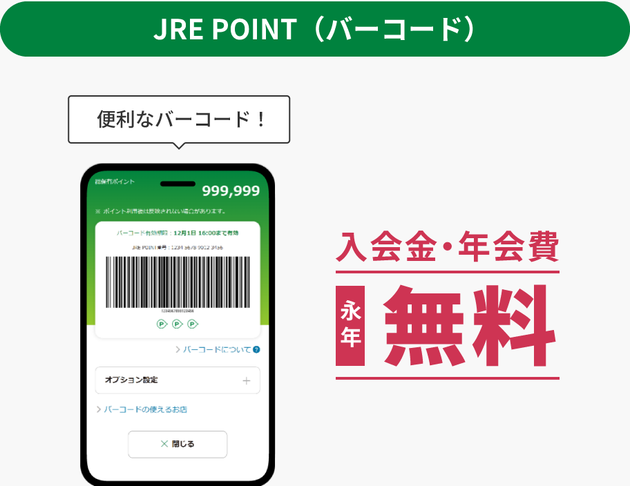 JRE POINTカード（バーコード）